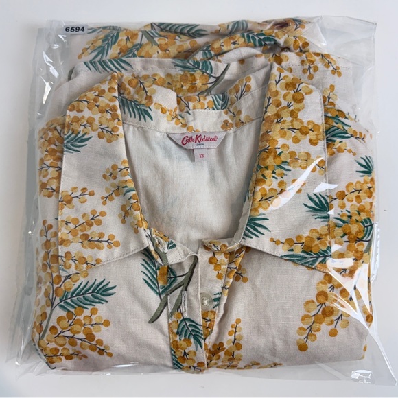 Cath Kidston Yellow Floral Linen Blend Mini Dress UK12/US8 - Picture 9 of 10